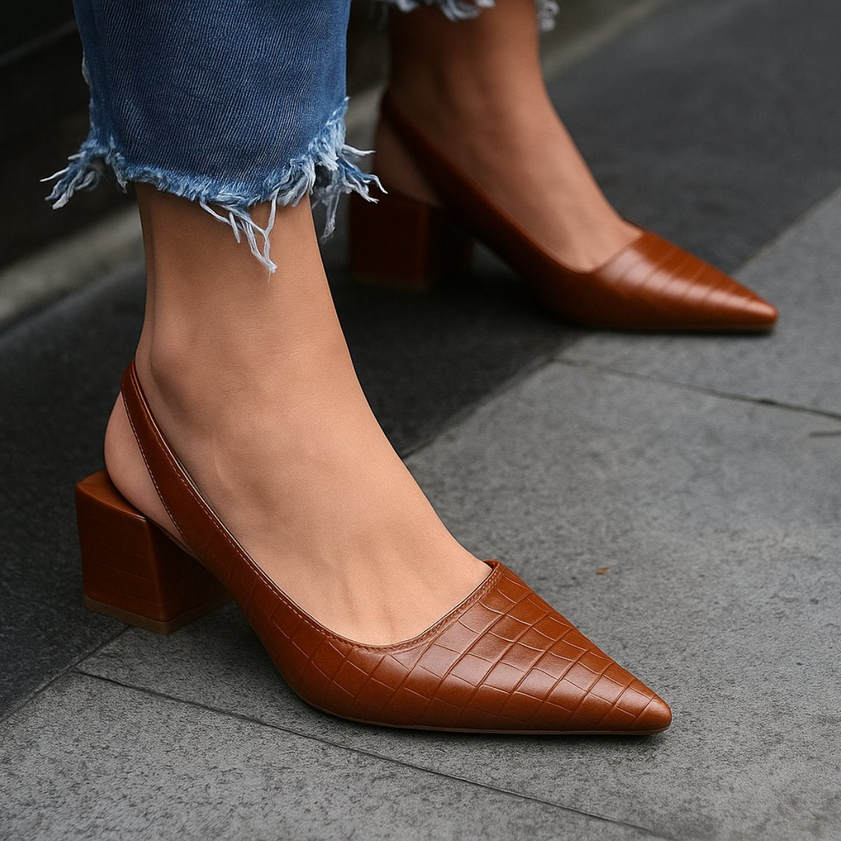 Structured Flats Scarlett | Women's Pointed Toe Slingback Flats Low Heel Structured ...